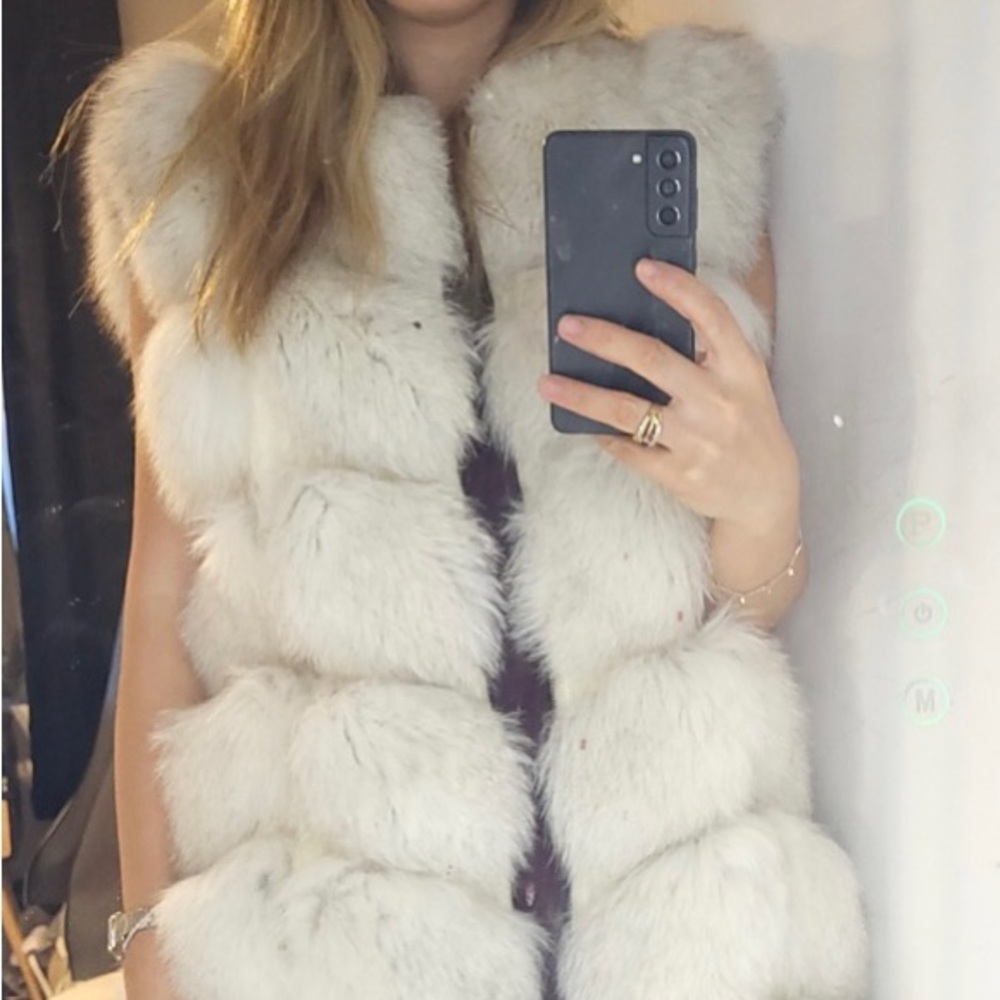 real authentic fox fur vest coat